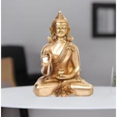 Purpledip žalvario stabas Viešpats Buda: Buda Buda: senovinė auksinė statulėlė Vitarka mudra arba pamokslaujanti poza (10512A)