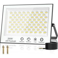 Wowspeed 200 W LED Outdoor Spotlight, 20000 LM Super Bright, 6500 K Cool White Outdoor Spotlight, IP66 Waterproof Headlight for Backyard, Driveway, Garage, Hallway, Garden