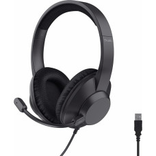 Trust Ayda Max USB Headset with Microphone Over-Ear, Noise Cancelling ENC Microphone, Headphones with Cable 1.80 m, 85% Recycled Plastic, Headphones USB-C for Office Teams Zoom, Black