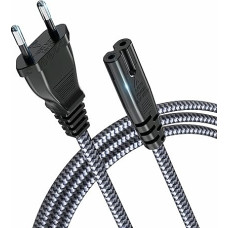 RIKSOIN Power Cable 2 Pin, 3 m Euro Plug (CEE 7/16 to C7) Nylon Braid Universal Small Device Cable with VDE for TV, PS3/PS4/PS5, One S/X, Laptop Power Supply, Blu-ray, Radio etc