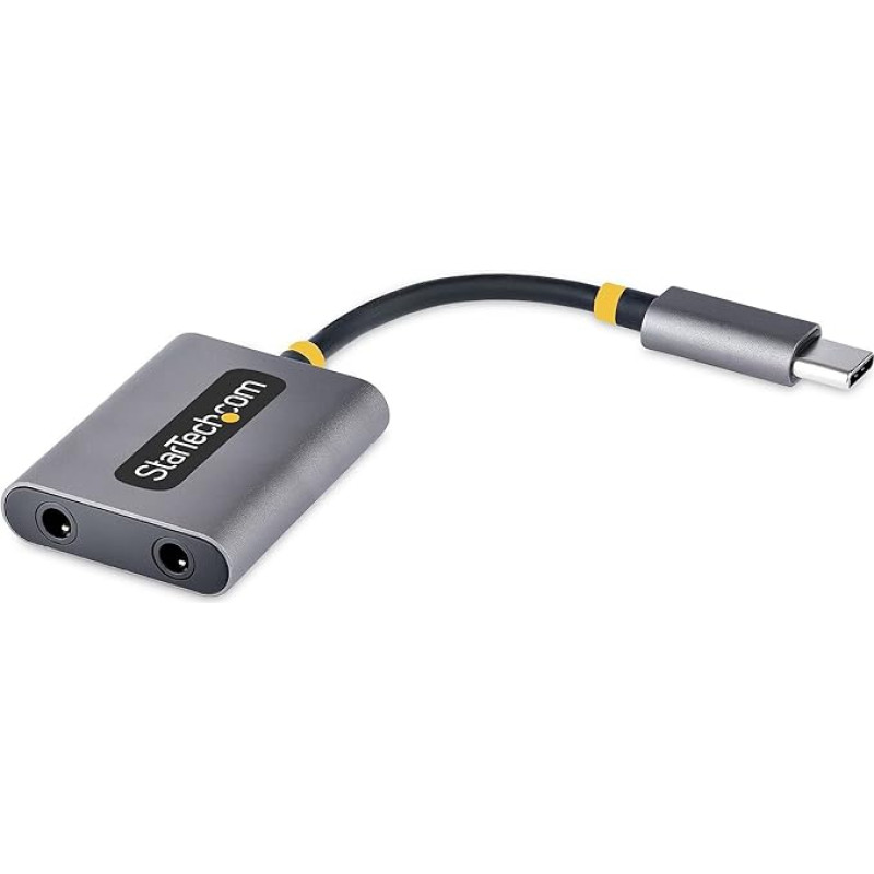 StarTech.com USB-C garso dalytuvas, C tipo USB dvigubas ausinių dalytuvas / adapteris su mikrofono įvestimi, USB-C jungtis su lizdu 2 ausinėms vienu metu, USB-C AUX adapteris, 24 bitų DAC (USBC garso dalytuvas)