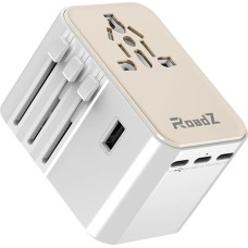 RoadZ Travel Adaptor Worldwide, Universal Travel Plug with 2 USB, 3 USB C and 1AC Socket, 30 W International Socket Adapter, Universal Adapter for Germany, USA, England, Australia