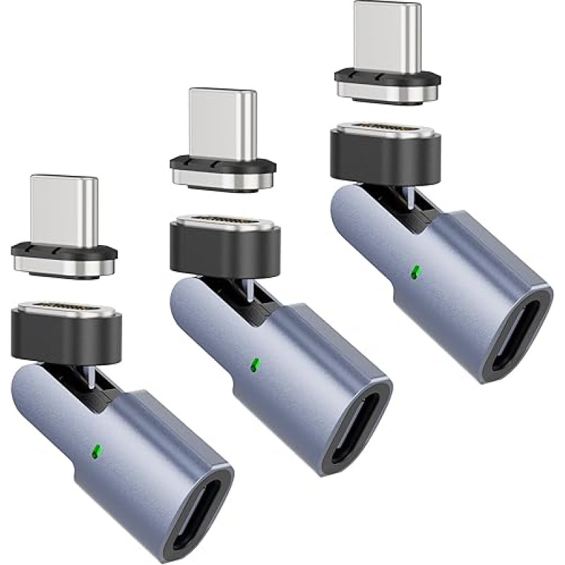 N. NETDOT 100 W Magnetic Adapter, Quick Charge and Data Transfer for USB-C Smartphones, Pack of 3, Black