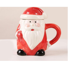 400 ml kalėdinis puodelis, 3D keramikinis kalėdinis puodelis, dovanų pakuotė, 1 puodelis, 1 dangtelis (Kalėdų Senelis)