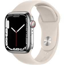Apple Watch Series 7 (GPS + Cellular, 41 mm) - Silver Stainless Steel Case with Polar Star Sports Strap - Regular (Refurbished)