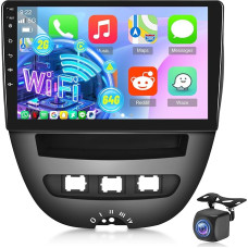 [2+64G] Android 13 Car Radio for Peugeot 107 / Citroen C1 / Toyota Aygo 2005-2014 with Wireless Carplay & Android Car - 10.1 Inch Touchscreen Car Radio with WiFi GPS DSP SWC + AHD Rear View Camera