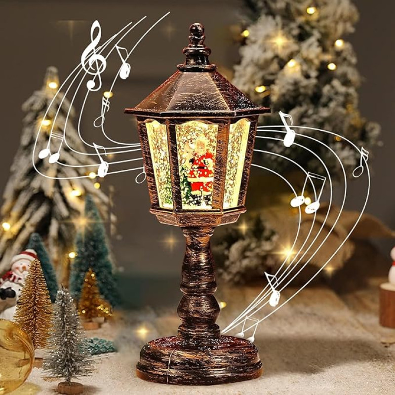 Kalėdinis žibintas, apšviestas sniego žaismas, kalėdinis žibintas su sniego gniūžte, sniego gaublys, sniego žibintas Kalėdų žvakė, LED sniego žibintas su sniego žmogumi, skirtas valgomojo stalui, židiniui, langui