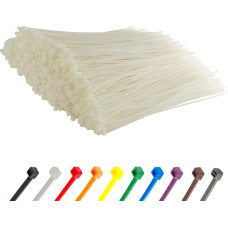 Gocableties Cable Ties, Pack of 1000, White/Natural, Transparent, 300 mm x 3.6 mm with 18.2 kg Tensile Strength, UV Resistant Set