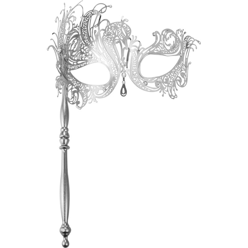 Avaner Venecijos moterų karnavalo pusė kaukė su blizgančio metalo kaukė Rod romantiškas paslaptingas Helovinas maskaradas vakaras