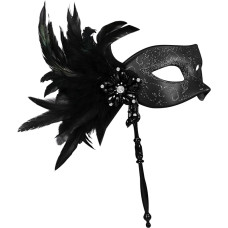 Cupimatch Venecijos karnavalo kaukė Plastikinės moterys plunksnų metalo strypas Elegantiškas Rhinestone karoliukai kostiumas Prom makiažas maskaradas