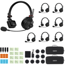 Came-TV Waero-PRO 1.9GHz Wireless Intercom Headset System Noise Cancellation A/B Group 1700ft (518m) Zero Latency 8 Person Team Communication for Film Production TV Church Boating Drone