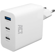 ACT 3-Port USB-C Charger 65W, Power Delivery PPS, GaNFast Adapter, Quickcharge 4+, No Charging Cable USB Plug, iPhone, MacBook Air M1/M2, Dell, HP, Lenovo, Google Pixelbook, iPad, Android - AC2170