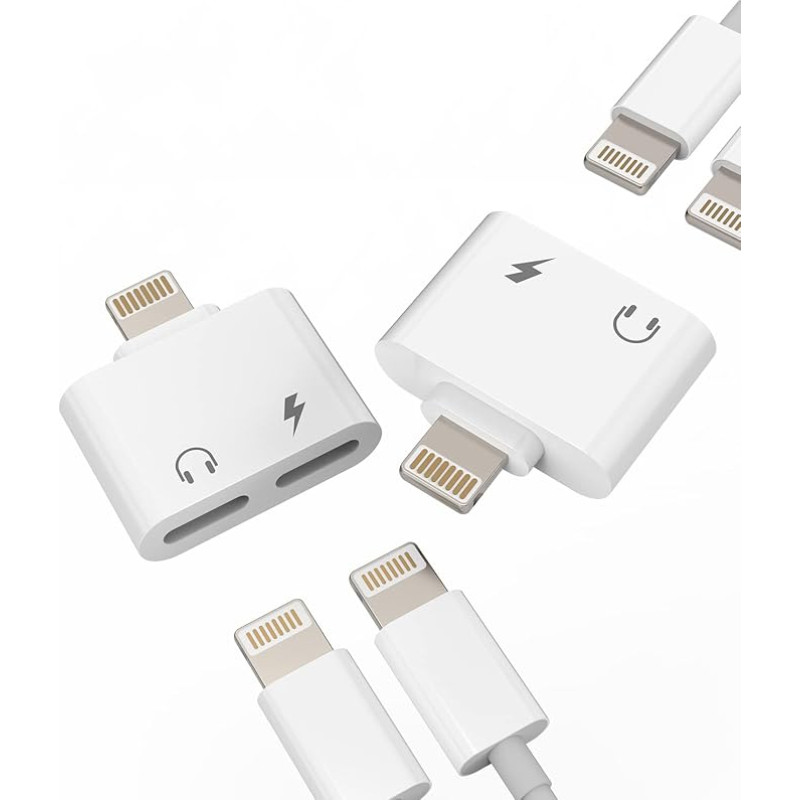 Kopfhörer-Splitter für iPhone, 2 Stück, für Apple, MFi-zertifikuotas, 2-in-1-Dual-Lightning-Dongle-Adapter, Para-Ladekabel, AUX-Kabel, Audio-Ladebuchsen-Adapter, Konverter für 11, 12, 13, 14 Pro Max SE