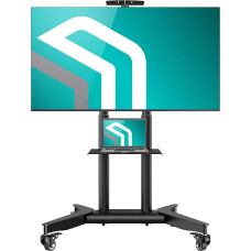 ONKRON televizoriaus stovas ant ratukų 32-75 colių televizoriams, maksimali apkrova 60 kg, profesionalus reguliuojamo aukščio televizoriaus stovas su lentyna, maksimali VESA 600 x 400, televizoriaus stovas su ratukais, juodas TS1571-B