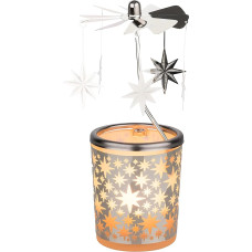 Stiklinis žibintas, karuselė, žvaigždės, 15 cm