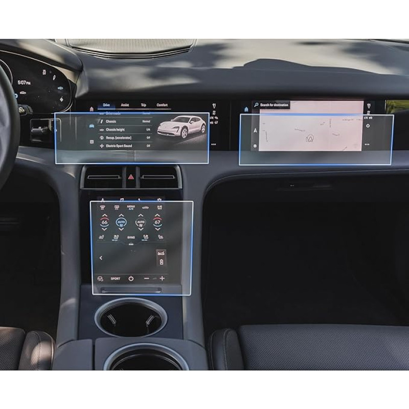 CDEFG Kompatibel mit Porsche Taycan 2020-2024 2025 Navigation Schutzfolie 6H Kratzfest GPS Displayschutzfolie Navi Folie Turbo GT Zubehör 6 Stück