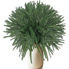 OUGPIU Pakuotė 40 dekoratyvinių pušies šakų, dirbtinių pušies spyglių, žalių augalų pušies spyglių, žalių kedro lazdelių 