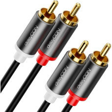 deleyCON 15 m RCA Cable RCA HiFi Audio Cable Audio Cable Gold-Plated Metal Connector for Home Cinema Stereo System Amplifier HiFi Receiver Blu-Ray Player (Extra Thin & Flexible)
