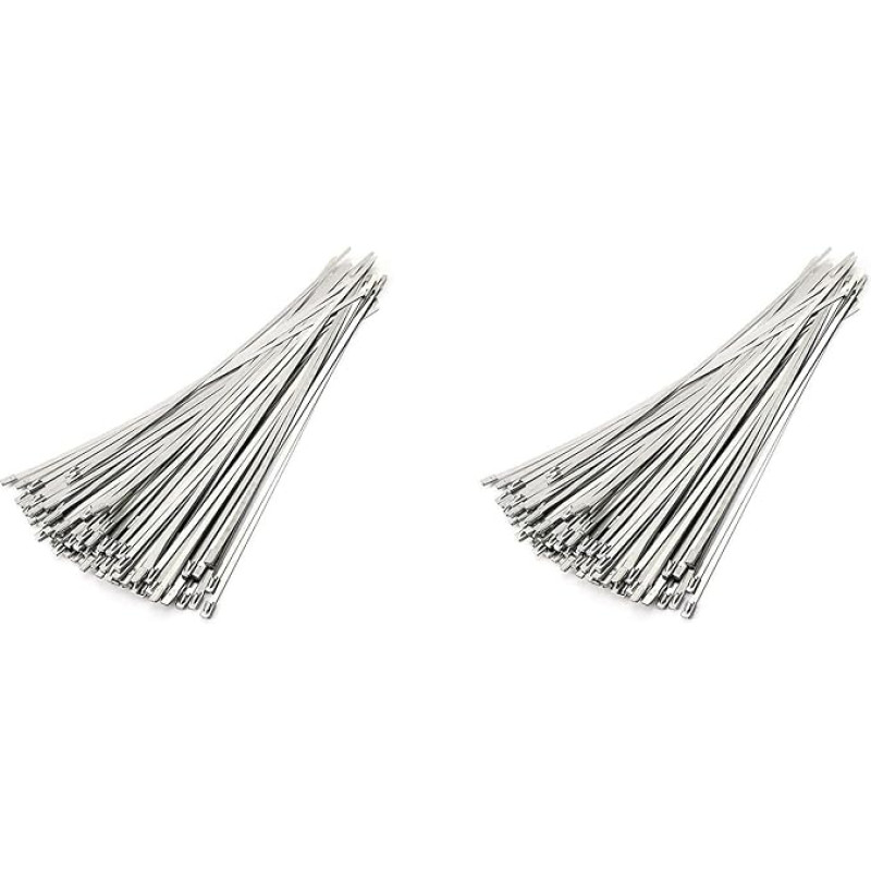 Gokoti Rostfreier Stahl Kabel Binder, 200 Stück 7,9 Schwer Lastung Selbstsichernde Kabel Binder, Metall Abgas Verschluss Kabel Binder