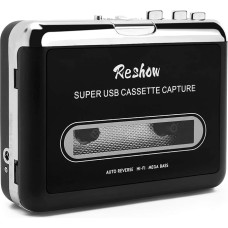 Reshow 21802 Portable Tape Cassette Player Recording Black