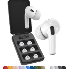 Foam Masters Memory Foam Earplugs for AirPods Pro 1st & 2nd Generation 3 Pairs Black Magic Version 6.0 Comfortable Safe Enhanced Noise Cancelling Replacement Earplugs White L
