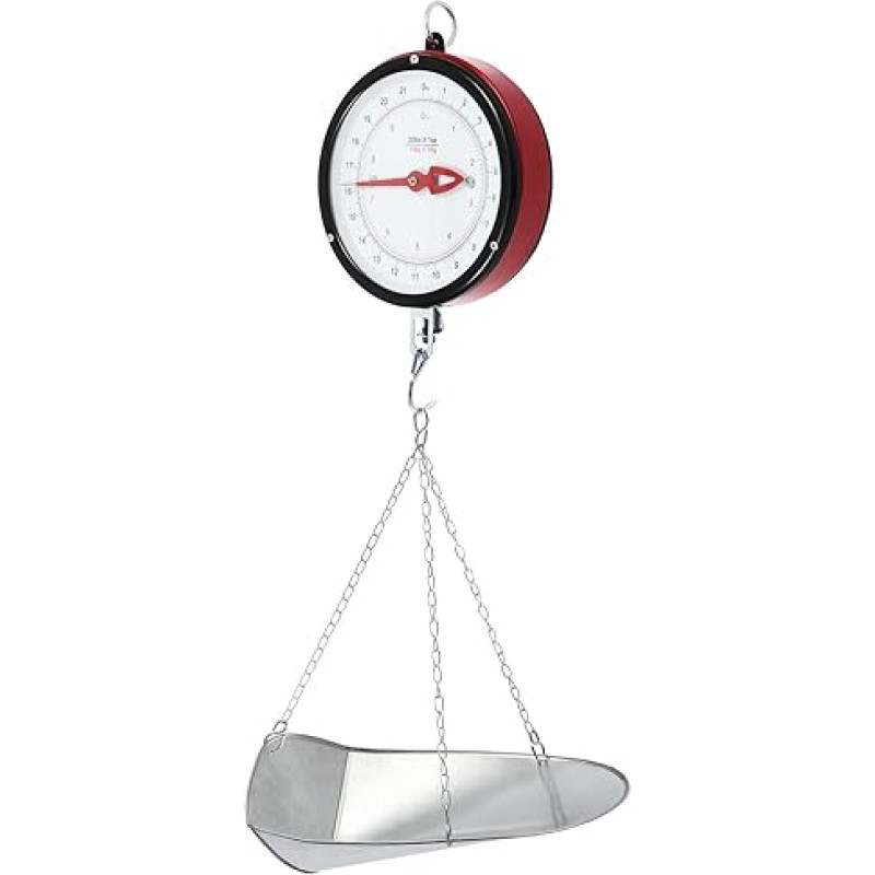 Mechaninė rankinė su dvigubu Zifferblatt, Gewichtswaage mit beidseitiger Anzeige Federzifferblatt, mit Kette, Schaufelschale, Gewerbewaage für Supermarkt, Küche(Red)