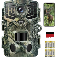 EUKI Wildlife Camera with Motion Sensor Night Vision, 2.7K 48MP Wildlife Camera WiFi with Mobile Phone Transfer App, 0.2s Animal Camera, No Glow Infrared Night Vision Camera Outdoor, IP66 Waterproof,