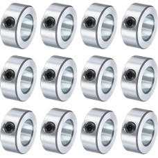 tiekimo žemėlapis Schraubenmanschetten, 12-teiliges Set, 1,4 cm Bohrung, verzinkter Karbonstahl, Schaftmanschetten, 2,5 cm Außendurchmesser, 1,1 cm Breite, Schloss-Achsenmanschette (hohl, leicht)