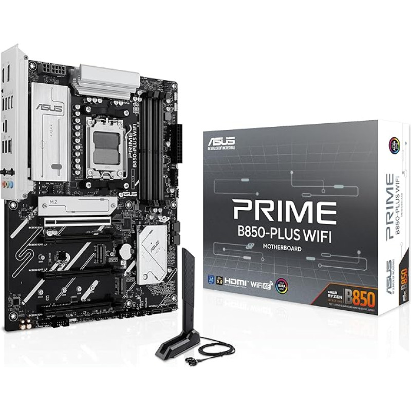 ASUS Prime B850-PLUS WiFi Žaidimų pagrindinė plokštė Socket AMD AM5 (ATX, DDR5, PCIe 5.0, 3X M.2, WiFi 6E, DisplayPort, HDMI, BIOS Flashback, Aura Sync)