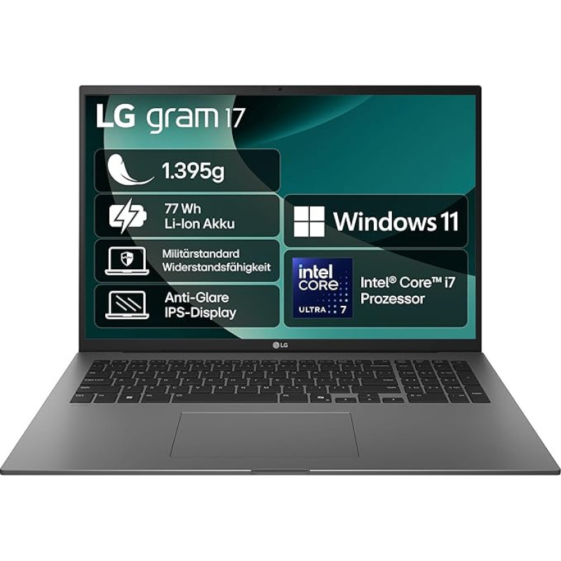 LG 2025 gramų 17 colių nešiojamasis kompiuteris - 