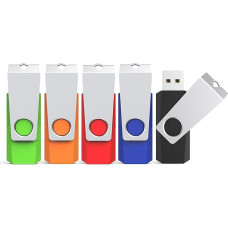 USB atmintinė 64 GB, 5 vnt., KEXIN USB atmintinė, įvairiaspalvė, sukasi USB atmintinės 2.0, 5 vnt., pakuotė