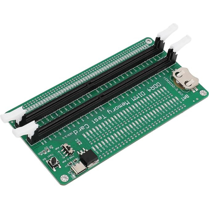 Dpofirs DDR4 atminties testeris Stalinio kompiuterio diagnostikos analizatoriaus testavimo kortelė, skirta DDR4 RAM testavimui, LED indikatoriai staliniam kompiuteriui, žalias PCB, USB C įvesties prievadas: USB C jungtis, skirta kompiuteriui