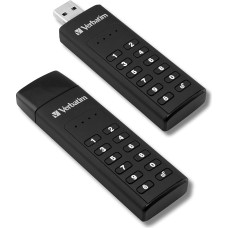 Verbatim Keypad Secure USB 3.2 Gen 1, 64 GB, Memory Stick with Passcode Protection & Encryption, Includes USB-A Extension Cable, USB-3 for Laptop, Notebook & Co, Black