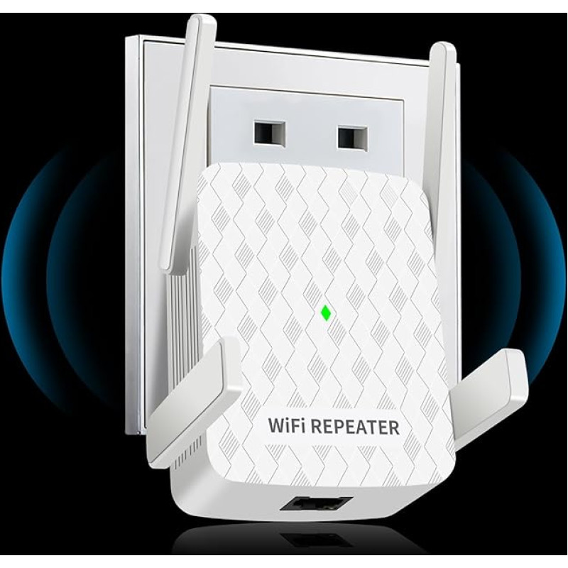 CINAMON WLAN stiprintuvas, 300 Mbps 2,4 GHz WiFi kartotuvas, WiFi stiprintuvas su Ethernet prievadu, aprėptis iki 200 m², WPS palaikymas, nustatymas vienu prisilietimu, veikia su visais WLAN maršrutizatoriais