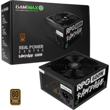 GameMax 600W Rampage Power Supply (No Power Cable Included), Non-Modular, APFC, Japanese Tk Main Capacitor, 80 Plus Bronze, 88% Efficiency, 14 cm Fan, Real Power Gaming | Black