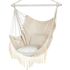 Outdoor Hanging Chair with 2 Cushions, Hanging Chair without Frame up to 150 kg, Hanging Chair for Adults, Hanging Seat for Indoor, Outdoor, Bedroom and Garden
