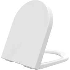 SAMODRA Premium Toilet Lid D-Shape, Toilet Seat with Soft-Close Mechanism, White Toilet Lid with Quick Release Function and Soft Close, Toilet Seat Made of Duroplast - 460 x 353 mm