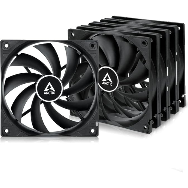 ARCTIC F12 PWM (5 vnt.) - kompiuterio ventiliatorius, 120 mm PWM korpuso ventiliatorius, korpuso ventiliatorius su standartiniu korpusu, PWM signalas reguliuoja ventiliatoriaus greitį, galima 