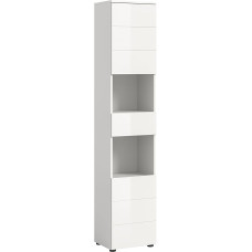 xonox.home Bad Vira X2LA9711 Tall Cupboard Bathroom Cabinet in White High Gloss Deep Drawn Approx. 38 x 190 x 34 cm