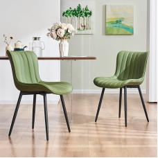 YOUTASTE Dining Room Chairs, Set of 2, Dining Room Chairs, Faux Leather, Kitchen Chairs with Backrest, Living Room Chair, Upholstered Chair, Maximum Load 136 kg, Chairs for Dining Room, Kitchen, Olive