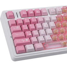 PBT Keycaps + Clear PC Through Keycaps, 150 Keys Pink Jelly Pudding Cute Keycap, Double Shot Shine Through Cherry Profile Keycap for Cherry MX Switch ANSI & ISO Layout Mechanical Keyboards