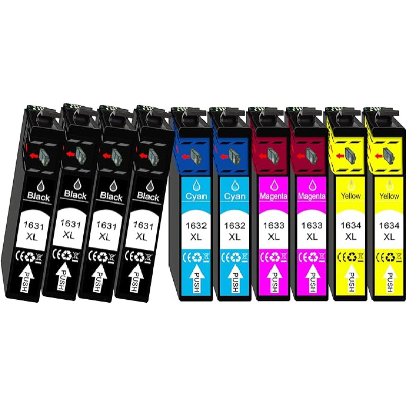 Druckerparadies 10 vienetų rinkinys, suderinamas su Epson 16XL spausdintuvo kasetėmis Workforce WF-2010, WF-2110, WF-2110W, WF-2510, WF-2520, WF-2530, WF-2540, WF-2630, WF-2650, WF-2660, WF-2750, WF-2760