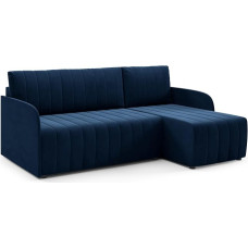 LIKMA Plona kampinė L formos sofa 208 cm tamsiai mėlyna Šiuolaikinės sofos ir kušetės - aksominė sofa su miego funkcija - sofa lova su lovos dėže - gyvenamasis kraštovaizdis su patalynės konteinerio audiniu: Trinity 242