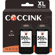 COCCINK PG-560 XL (2 juodos spalvos) restauruotos spausdintuvo kasetės, skirtos 