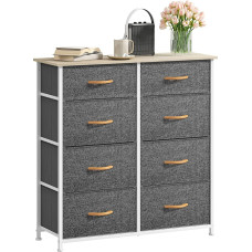 DWVO 8 stalčių komoda, patvarus audinys, tvirtas metalinis rėmas, moderni ir funkcionali, idealiai tinka miegamajam, svetainei, prieškambariui, vaikų kambariui, pilka