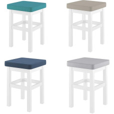 Erst-Holz V-90.71-41WP Medinė taburetė su įvairių spalvų apmušalais Medžio masyvo plautos baltos spalvos sėdynė, apmušalų spalva: Taupe