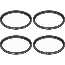 sourcing map 4 Pack 52mm Star Filter Star Filter for Camera Lens Star Light Effect Cross Screen Kit 4 Points 6 Dots 8 Point 12 Points for Night Landscape Glasswork