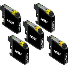Bergsan 5 juodos spalvos spausdintuvo kasetės, suderinamos su Brother LC223, skirtos MFC-J5320DW DCP-J4120DW MFC-J5720DW MFC-J5625DW MFC-J4620DW MFC-J4420DW MFC-J4625DW MFC-J5620DW MFC-J480DW MFC-J680DW MFC-J880DW
