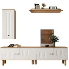 boorbin 3-Piece Wall Unit Set, Modern Wall Unit with Highboard, Cabinets, Wall Board, Carved Door Panels, TV Cabinet, Living Room Furniture for Living Room, Bedroom