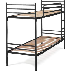 Talamo Italia - Talamo Italia Bergaglia vienaukštė dviaukštė lova su geležine konstrukcija ir galvūgaliu, pagaminta Italijoje, tinka 80 x 190 cm čiužiniui, juoda